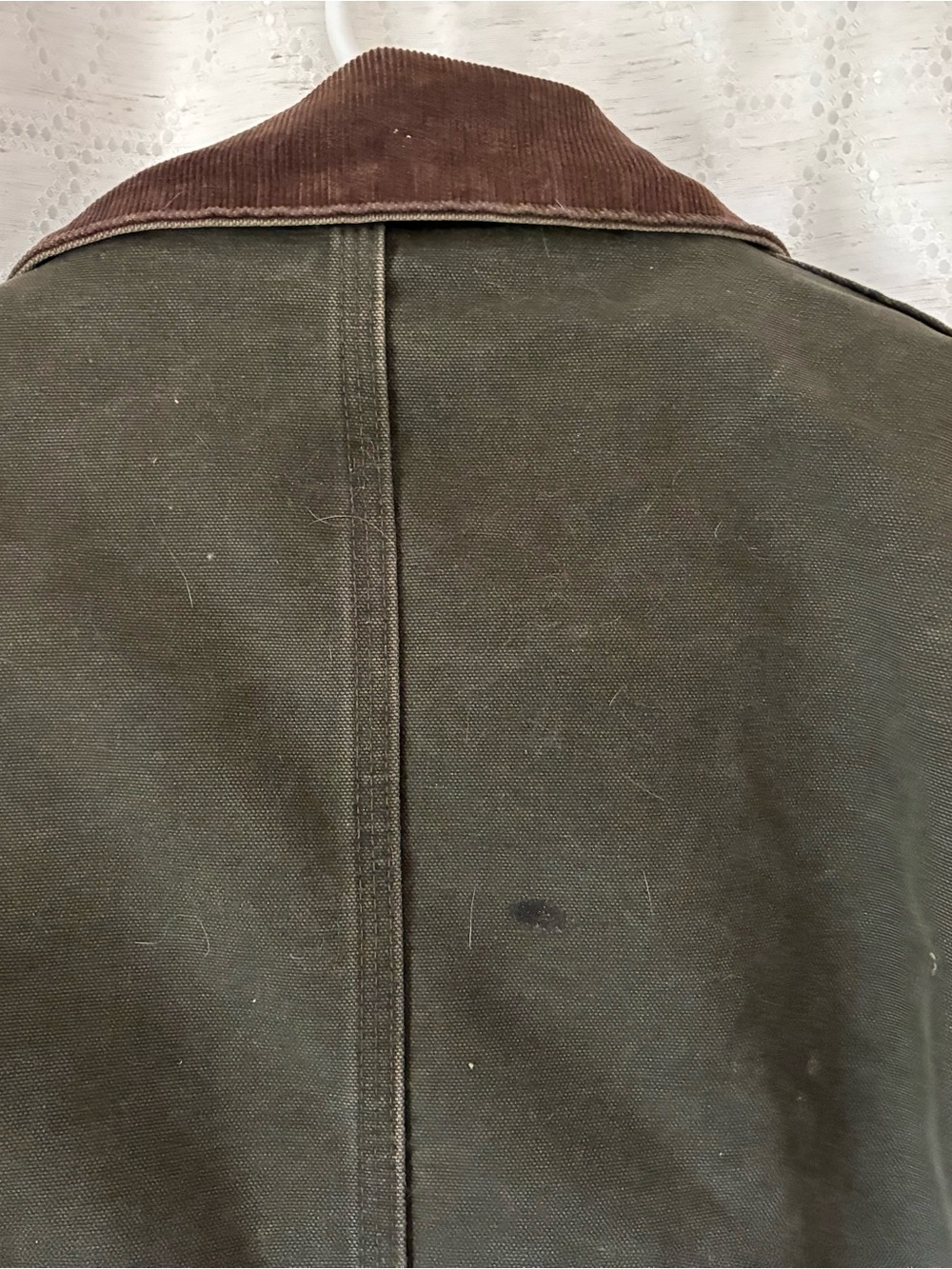 Men’s Carhartt Green Canvas Work Coat with Brown Corduroy Collar Size XXL - Picture 8 of 11